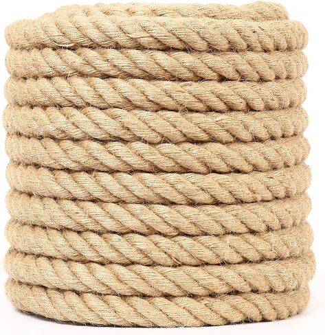 Jute Rope (3/4 in x 50 ft) Natural Hemp Rope Thick Heavy Duty Twisted Manila Rope for Crafts, Nautical, Tug of War, Swing, Railing, Docks, Anchor, Hammock, Decoration, Wedding in Saudi Arabia