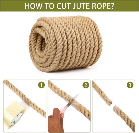 Jute Rope (3/4 in x 50 ft) Natural Hemp Rope Thick Heavy Duty Twisted Manila Rope for Crafts, Nautical, Tug of War, Swing, Railing, Docks, Anchor, Hammock, Decoration, Wedding in Saudi Arabia
