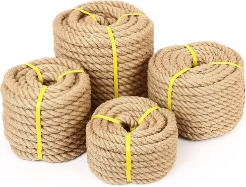 Jute Rope (3/4 in x 50 ft) Natural Hemp Rope Thick Heavy Duty Twisted Manila Rope for Crafts, Nautical, Tug of War, Swing, Railing, Docks, Anchor, Hammock, Decoration, Wedding in Saudi Arabia