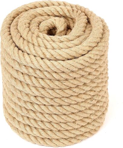Jute Rope (3/4 in x 50 ft) Natural Hemp Rope Thick Heavy Duty Twisted Manila Rope for Crafts, Nautical, Tug of War, Swing, Railing, Docks, Anchor, Hammock, Decoration, Wedding in Saudi Arabia