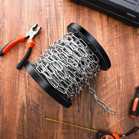 50 ft Stainless Steel Hanging Chain Metal Chain Link Light Duty Chain Utility Chain Jack Chain for Home Outdoor Camping Hanging, Thickness 0.08 inches (2mm*15m) in Kuwait