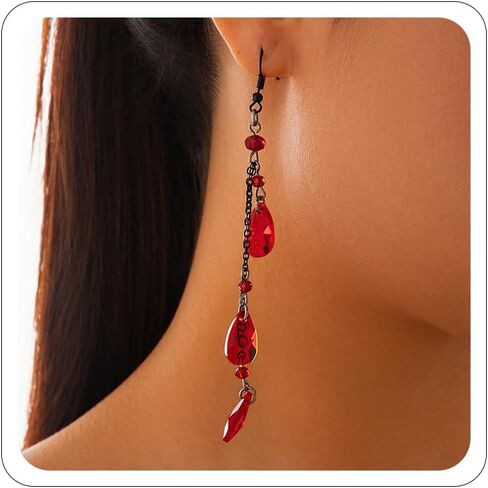 Gothic Blood Drop Earrings,Teardrop Red Earring Goth Beaded Dangle Black Earrings Punk Style Y2K Red Water Drop Halloween Earrings Gothic Jewelry for Women in Kuwait
