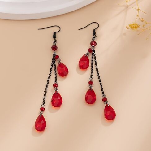 Gothic Blood Drop Earrings,Teardrop Red Earring Goth Beaded Dangle Black Earrings Punk Style Y2K Red Water Drop Halloween Earrings Gothic Jewelry for Women in Kuwait