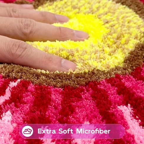 Pink Flowers Bath Rug, Floral Mat for Bathroom Cute Plant Non-Slip Floor Mats, Washable Microfiber Carpet for Living Room Home Fast Dry Area Rug in Saudi Arabia