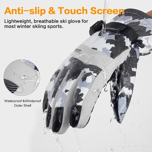 HH HOFNEN Winter Gloves Warm Ski Gloves 3M Thinsulate Snow Gloves Waterproof Windproof Touchscreen Cold Weather Snowboard Gloves for Mens Women in Kuwait