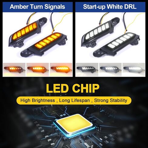 أضواء النهار الجري LED المصابيح الأمامية مناسبة لتويوتا تاكوما 2016 2017 2018 2019 2020 2021 2022 2023 مجموعة مصابيح الضباب لإشارة تاكوما الانعطاف (16-23 رأس DRL) in Kuwait