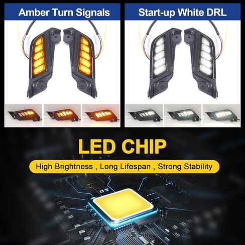 أضواء النهار الجري LED المصابيح الأمامية مناسبة لتويوتا تاكوما 2016 2017 2018 2019 2020 2021 2022 2023 مجموعة مصابيح الضباب لإشارة تاكوما الانعطاف (16-23 رأس DRL) in Kuwait