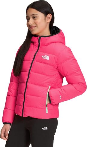 سترة بغطاء للرأس للفتيات من North Face ذات وجهين، مرجاني لامع، متوسط in Saudi Arabia