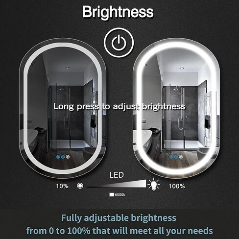 Oval Lighted LED Bathroom Mirror with Lights Dimmable 3 Color 32x20 Inch Oval Lighted Vanity Mirror for Bathroom Wall Mounted Vanity LED Mirror Antifog LED Smart Makeup Oval Light up Mirror in Saudi Arabia