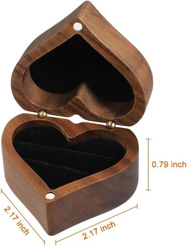 Wooden Ring Box with Heart Shaped Single Slot Personalized Vintage Wood Jewelry Box for Proposal Engagement Wedding Ceremony Anniversary (Black 1 Slot) in Saudi Arabia