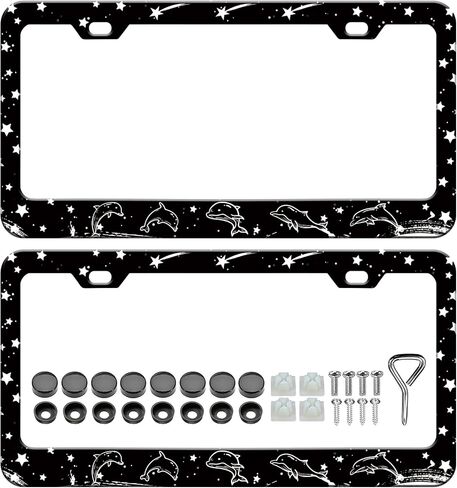Black Red License Plate Frames- 2 Pack 4 Holes Blood Vessel Aluminum Metal License Plate Holder Covers, Rust-Proof Waterproof Car Decorative Tag Frames for Standard US 12x6 Inch in Kuwait