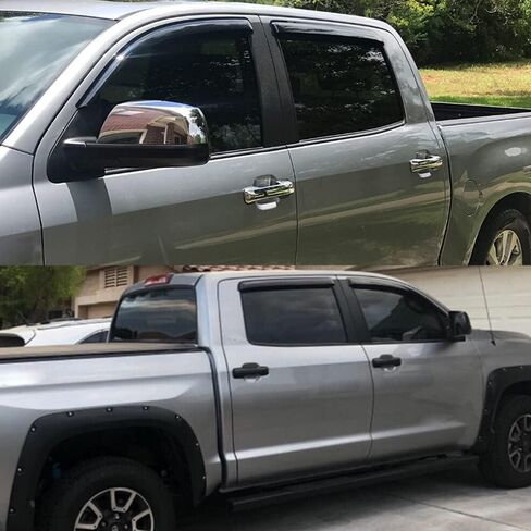 دخان ملون نافذة الشمس المطر أقنعة تنفيس الحرس الرياح الظل متوافق مع تويوتا تندرا Crewmax Cab 2007-2021 in Kuwait