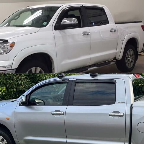 دخان ملون نافذة الشمس المطر أقنعة تنفيس الحرس الرياح الظل متوافق مع تويوتا تندرا Crewmax Cab 2007-2021 in Kuwait