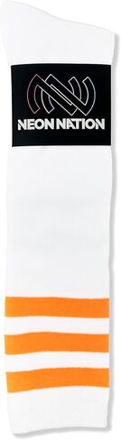 NEON NATION Unisex White Knee High Team Tube Socks with Various Colored Stripes in Kuwait