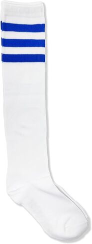 NEON NATION Unisex White Knee High Team Tube Socks with Various Colored Stripes in Kuwait
