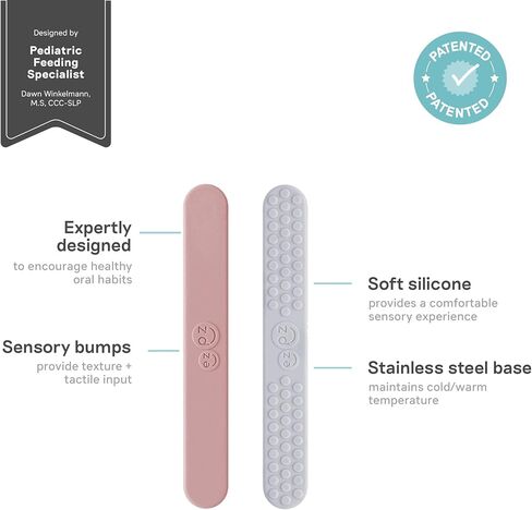 ezpz Baby-Led Toothbrush (3 Months + Sage) - 100% Silicone Infant Toothbrush with Sensory Bumps - Cleans Gums+New Teeth - Improves Hand to Mouth Coordination+Self-Feeding Skills - 1 Count (Pack of 1) in Kuwait
