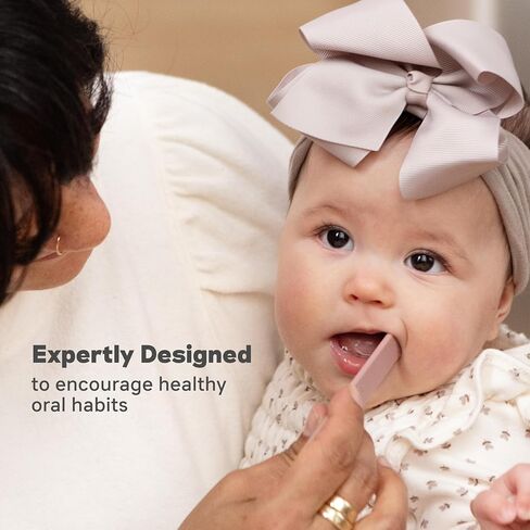 ezpz Baby-Led Toothbrush (3 Months + Sage) - 100% Silicone Infant Toothbrush with Sensory Bumps - Cleans Gums+New Teeth - Improves Hand to Mouth Coordination+Self-Feeding Skills - 1 Count (Pack of 1) in Kuwait