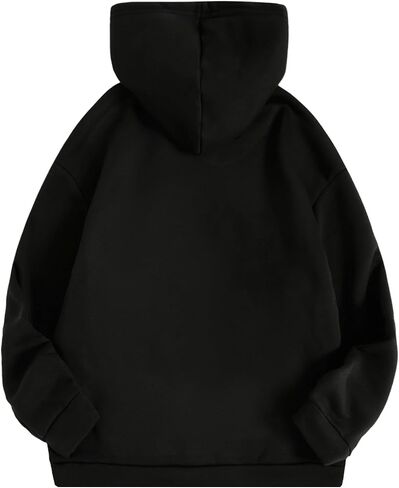 MakeMeChic Women's Heart Print Long Sleeve Sweatshirt Hooded Neck Pullover Tops with Pocket in Saudi Arabia