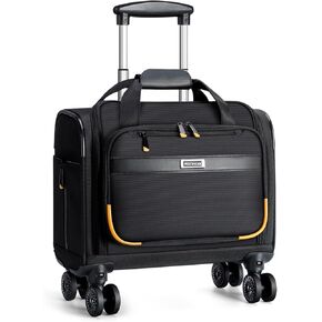 Rolling Laptop Bag - Rolling Briefcase with 4 Spinner Wheels, 15.6 Inch 1680D Nylon Water Resistant Computer Bag for Men and Women Work Travel, Black