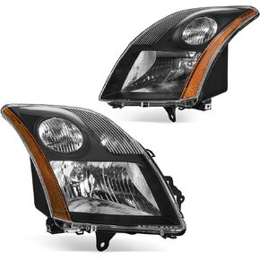 DWVO Headlight Assembly Compatible with 2007 2008 2009 Sentra 07 08 09 07-09 2007-2009 Replacement Headlamp Black Housing Left and Right Set