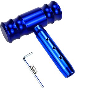 Modengzhe Aluminum Alloy T-Handle Gear Shift Knob, Universal Fit Aircraft Joystick Design Gear Stick Adapter for Most Transmission Vehicles (Blue)