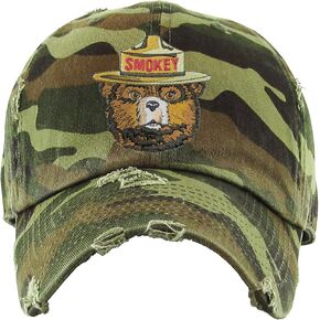 Smokey Bear Dad Hat Embroidered Adult Vintage U.S. Forest Service Cap Adjustable Hat (Camo)