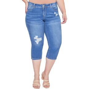 Royalty For Me Womens YMI Jeans Women's Plus Size Sustainable Wannabettabutt Mid Rise Capri Jeans