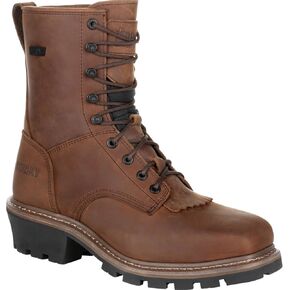 ROCKY Square Toe Logger Composite Toe Waterproof Work Boot Size 8.5(W) Dark Brown