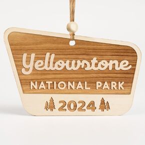 Wood National Park Ornaments, Yellowstone Park Ornament, USA National Park Gifts for Travelers, Adventurers, Christmas National Parks Decor for Christmas Tree, 2024 Keepsake, Gifts for Hiking Lovers