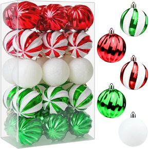 30ct Christmas Balls Ornaments- 2.36’’ Shatterproof Balls Ornaments for Xmas Tree Decorations, Hanging Balls Red and Green Christmas Ball Ornaments Set for Holiday Party Decoration (2)
