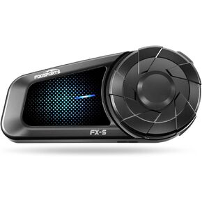 FODSPORTS FX-S Motorcycle Bluetooth Headset V5.4, 2-Way Helmet Intercom Communication System with IP67 Waterproof, CVC Noise Cancellation, Hands-Free Music/Call, 2 Type Mics, Black