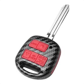 TANGSEN Key Fob Case Carbon Fiber Pattern Plastic Black Silicone Cover Compatible with Toyota Land Cruiser FJ Cruiser Lexus Es300 Ls430 Lx470 Rx300 Rx330 Rx350 Rx400h 3 Button Keyless Entry Remote
