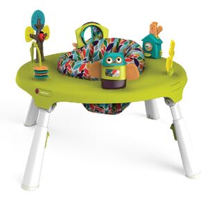 PortaPlay Baby Activity Center: Development Focused Toys. Foldable, Portable, and Transforms to a Play Table, Unisex (Wonderland Adventure, Gray)