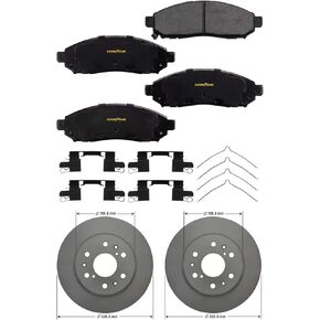 Goodyear Brakes PRK47702F | Front Brake Kit w/Pair (2) of Coated Brake Rotors & Carbon-Ceramic Brake Pads fit Cadillac Escalade 2007, Escalade ESV 2007, Escalade EXT & More - See Applications Below
