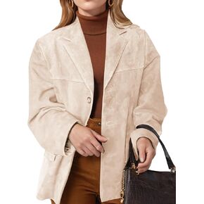 COZYPOIN Women's Suede Jacket Old Money Aesthetic Faux Leather Coat Fall Fashion Trendy Y2k Outerwear