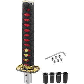 Gear Shifter Knob Kit, 20cm Stick Shifter Lever Knob Universal for Automatic and Manual Vehicle Durable Aluminum Alloy Red with 4 Adapter