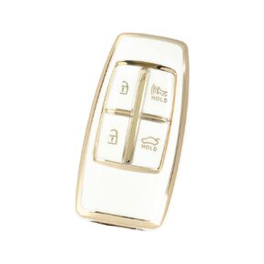 Black TPU Gold Edge Smart Key Fob Case Protective Cover Compatible with Hyundai Genesis G80 GV80 2021-2022 6 Button Keyless Entry Remote Accessories(6A Type)