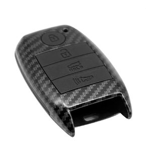 Key Fob Case Compatible with KIA Optima Rio Sorento Sportage 4 Button Keyless Entry Remote Black Carbon Fiber Pattern Black Silicone Cover