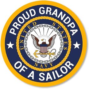Round Proud Grandpa of A Sailor Sticker (Navy Naval Vinyl Decal United States Logo for Car, Truck, Laptop (3 inch) USN Licensed