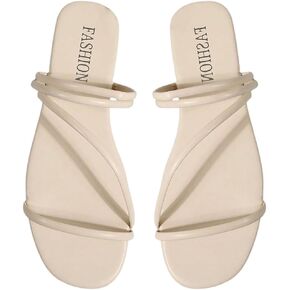 GORGLITTER Women's Strappy Sandals Criss Cross Strap Flat Sandals Open Toe Slides Shoes