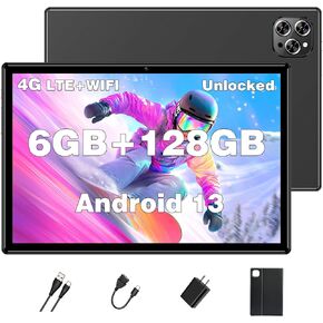 Tablet Android Tablets 10 Inch, 2024 Newest Octa-Core Android 12 Unlocked Tablet with SIM Card Slot, 128GB RON+4GB RAM, 5MP+13MP Camera/5G WIFI GPS/BT/6000mAh/1280*800 IPS Screen/Cellular Tablet in Kuwait