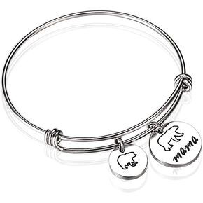 Mama Bear Bracelet with 1 2 3 Cubs Adjustable Bangle Bracelet Mom Gifts