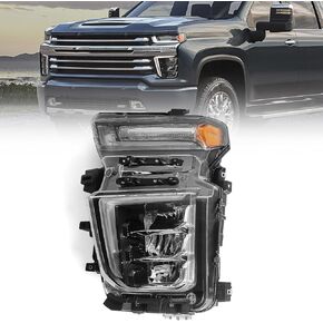 LED Headlight Assembly Compatible with Chevy Silverado 2500HD 3500HD 2020 2021 2022 2023 Factory Replacement Head Light Lamp Right Passenger Side