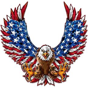 Sonic Print American Bald Eagle Decal | Waterproof Permanent Collectible Patriotic American Flag Car Motorcycle Bicycle Skateboard Laptop Luggage Bumper Vinyl Decal (7 Wide x 6.8 Tall)