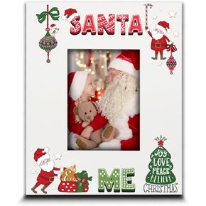 BELLA BUSTA_Santa & Me Picture frame- Joy, Love, Peace, Believe, Christmas- Gift For Children-Christmas Nursery_ UV Print Picture Frame (4x6 Vertical)