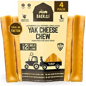 Himalayan Yak Cheese Dog Chews – Long-Lasting Natural Chews for Aggressive Chewers – 2-Ingredient, High Protein, Odorless, Dental Health Treats for Dogs (Large, 4 Pack)