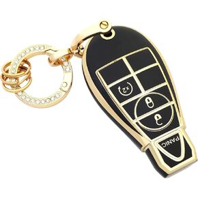 Key Fob Cover for Dodge with Keychain Soft TPU Car Key Shell Case Protector Compatible with 2013-2018 Dodge Ram Truck 1500 2500 3500 GQ4-53T 56046953 (For Dodge - Black, 4 Buttons)