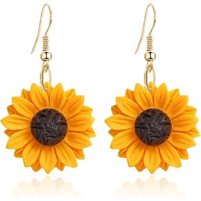 CHUNYANAN Fashion Simplicity Sunflower Dangle Drop Earrings for Women Yellow Enamel Daisy Sun Flower Personalized Earrings Jewelry Gift