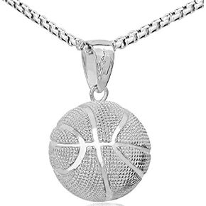 Basketball Necklace, Mens Gold Plated 3D Basketball Pendant Stainless Steel Chain Necklace Sports Necklace Hip Hop Jewelry Basketball Fan Players Jewelry for Men Women