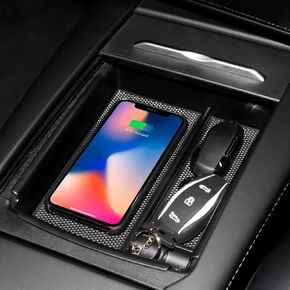 for 2016-2021 Tesla Model S/Model X Wireless Charger, Center Console Qi Charging Station Storage Box Organizer Tray fits Tesla S Accessoires